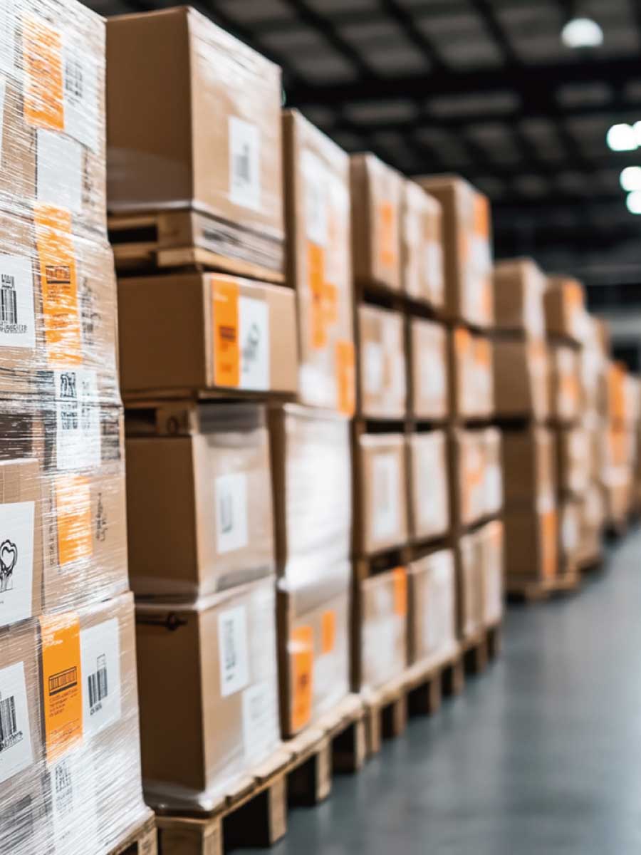 倉庫の中に保管されているたくさんの荷物の画像